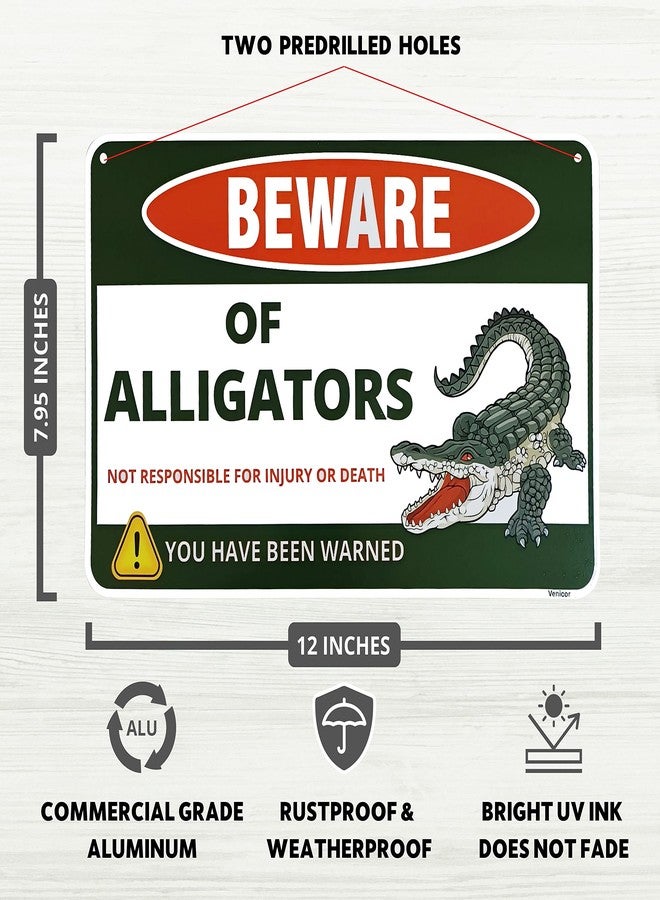 Venicor Beware Alligator Sign - 8 x 12 Inches - Aluminum - Alligator Warning Room Decor Gator Decoration Stickers Poster Stuff - Image 2